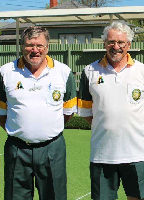 TITLEHOLDERS: Buninyong's Terry Jordan and Brian Wilcock  - the new Ballarat District Bowls Division men’s over-60 pairs champions