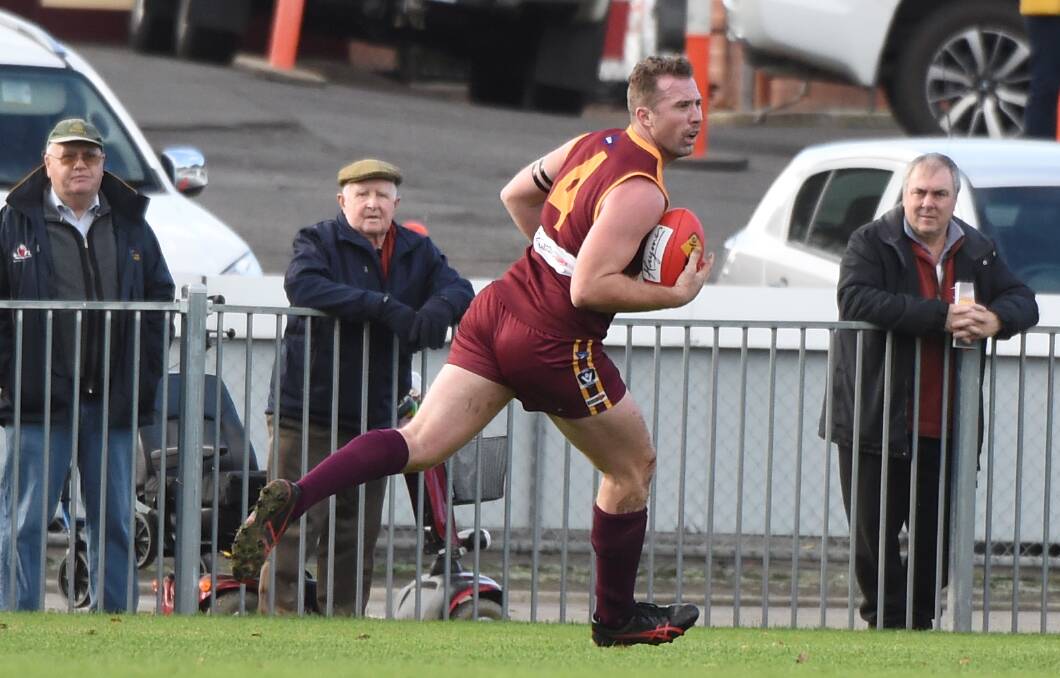 OH BOY: back in the maroon and gold of Redan, Orren Stephenson finds space against Ballarat Swans on the City Oval. Picture: Lachlan Bence  
