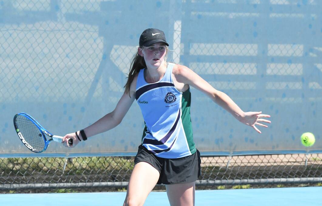 NUMBER ONE: Emily Tinker (Ballarat High School) on her way to a fourth BAS senior girls' singles title.