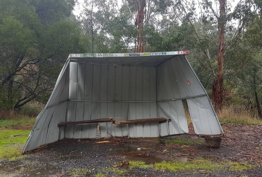 UNUSABLE: A bus shelter in the Moorabool township of Morrisons is damaged beyond use, posing a danger to passengers waiting for their bus to arrive. Picture: Marcus Conray