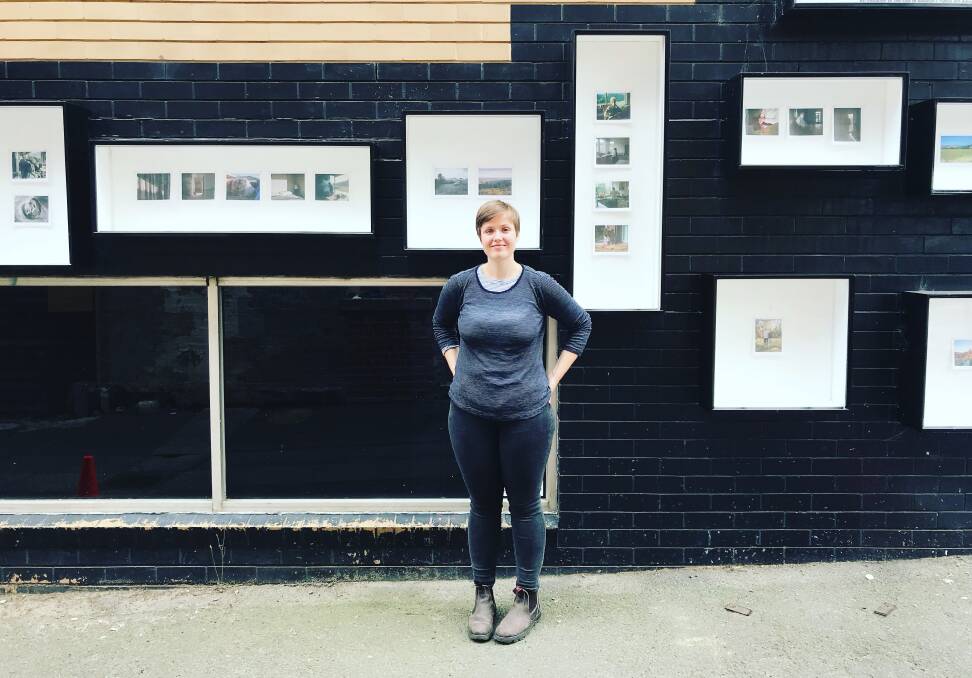 INSTALLED: Artist Christine McFetridge after installing her series Wintergarden at the Unicorn Lane Gallery. Picture: Pauline O'Shannessy-Dowling