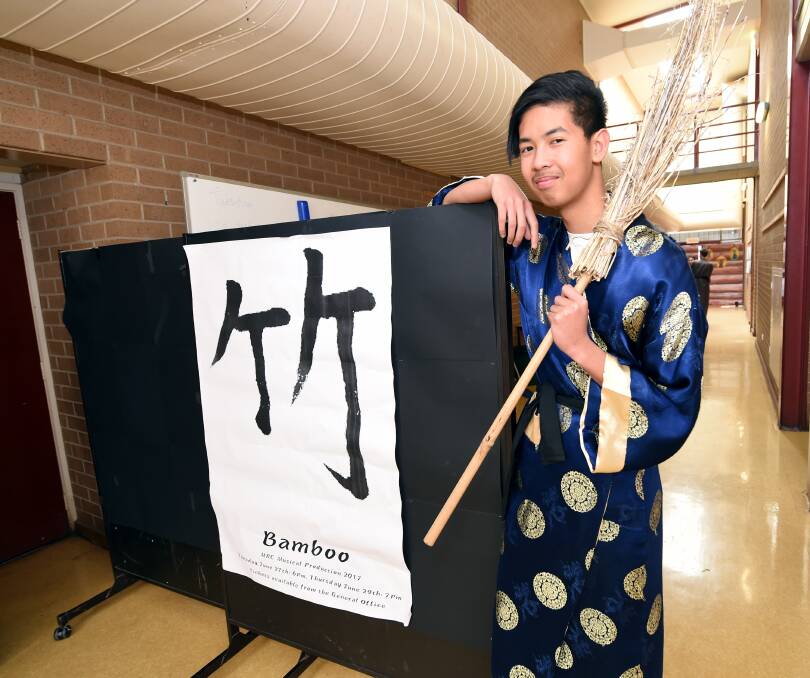 PERFORMANCE: Martin Mendoza prepares to perform for local primary school students in Ballarat Secondary College Mt Rowan campus' production of the Japanese folk tale Bamboo. Picture: Jeremy Bannister