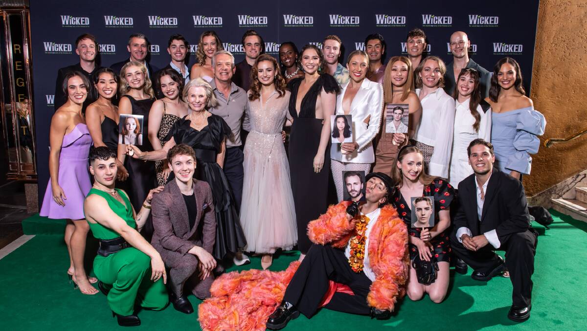 The cast of Wicked on opening night in Melbourne with Ballarat performer Todd Jacobsson third from left in the back row. Picture supplied
