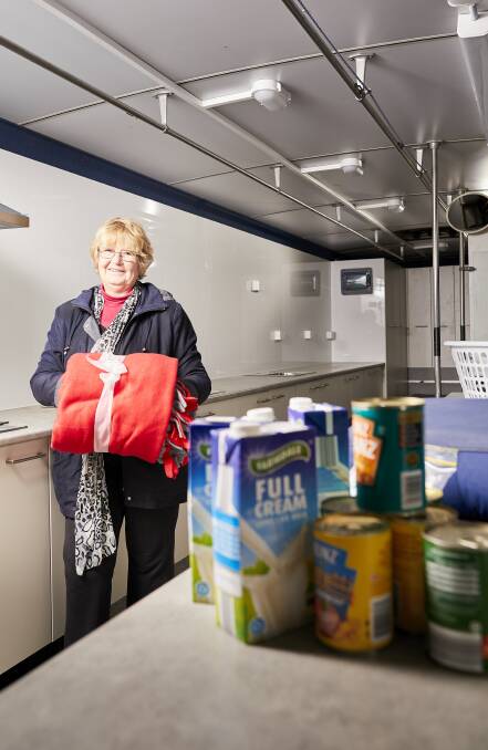 INSIDE: Soup Bus coordinator Lorraine Gittings inside the new bus which will be feeding hungry Ballarat residents by the end of the year. Picture: Luka Kauzlaric