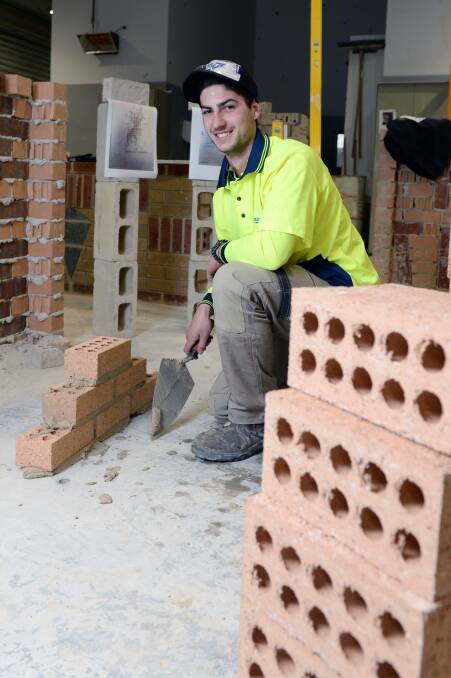 BRICKING UP: FedUni TAFE bricklaying student Trystan Sammut will represent Australia at the World Skills International Competition in Abu Dhabi. Picture: Kate Healy