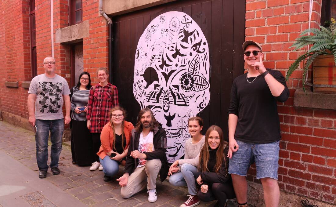 PASTED SKULLS: City of Ballarat's B’You Youth Development team joined with youth and local artists to brighten the city’s streets and promote Romancing the Skull.