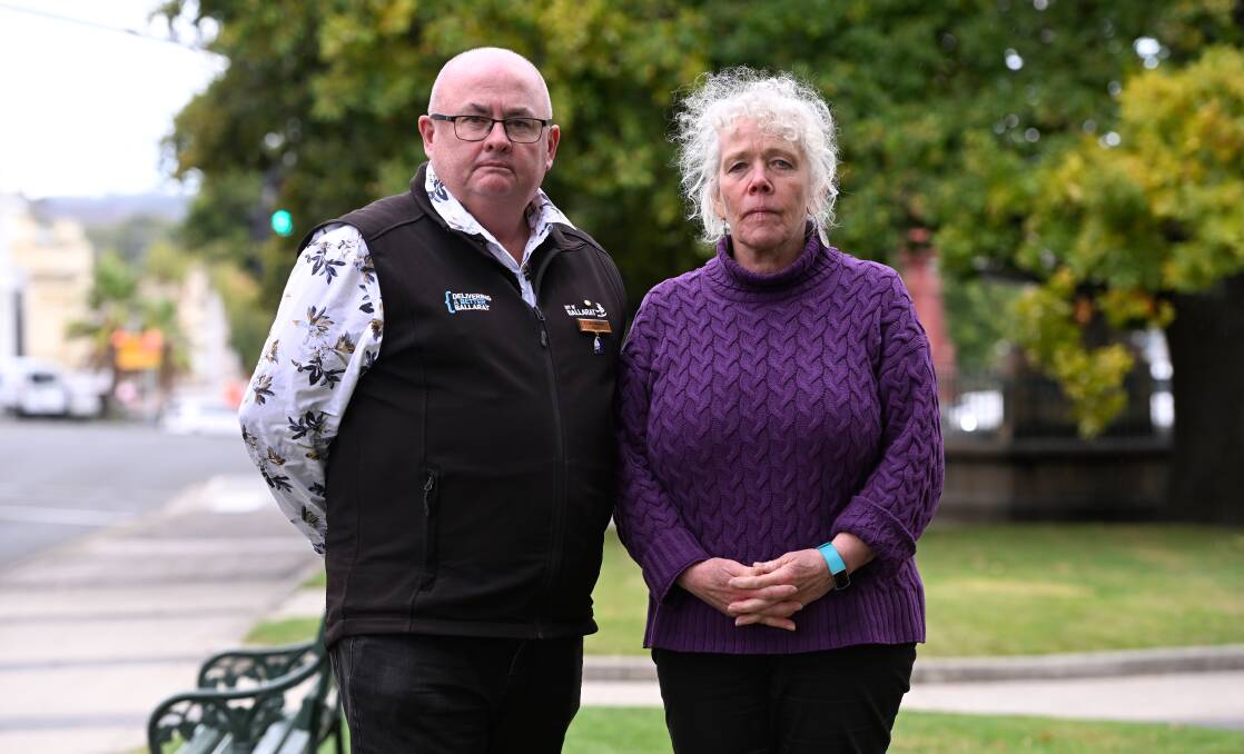 Ballarat mayor Des Hudson and Women's Health Grampians chief Marianne Hendron have called for all community members to take a serious stand against gendered violence in Ballarat. Picture by Adam Trafford