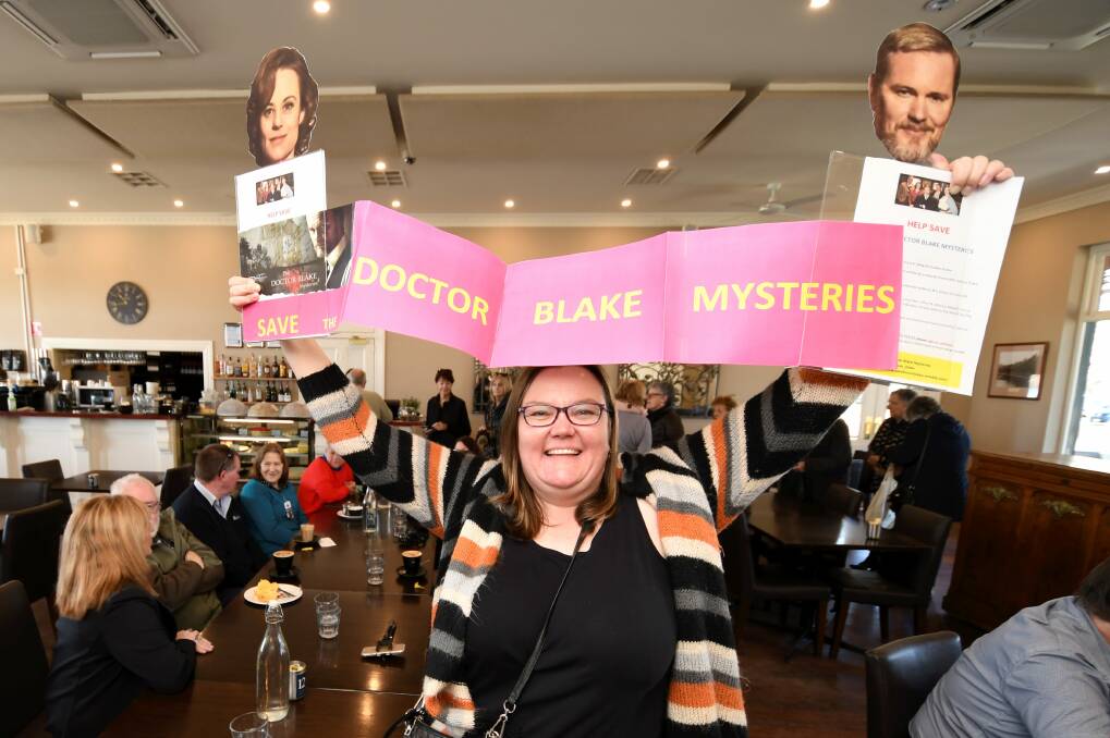 EXTREME FAN: The Doctor Blake Mysteries fan Emma Santa travelled from California to Ballarat to tour the show's home town and meet up with local Blake's Army members trying to save the show. Picture: Lachlan Bence