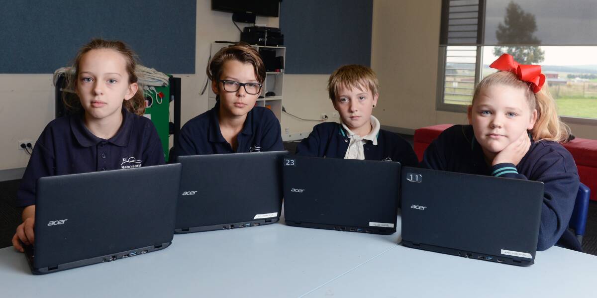 Napoleons Primary School pupils Lucy, Seth, Mason and April look forward to the school's internet bandwidth being doubled. Picture: Kate Healy