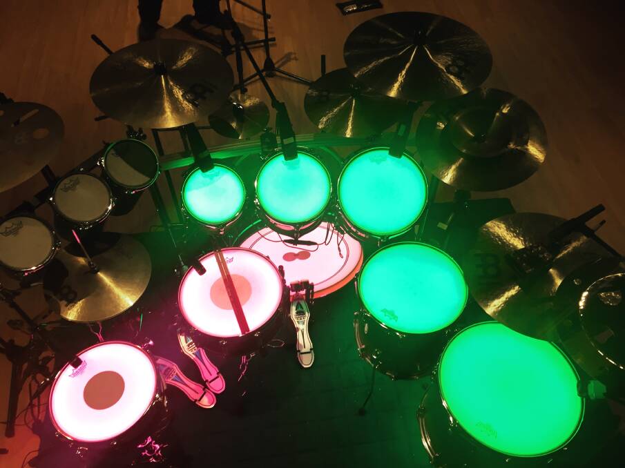 LIT: The distinctive drum kit was fitted with LED lights.