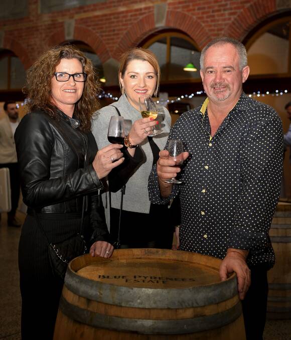 Wine and dine: Gabbie Prendergast, Louise Charleson and Mark Prendergast enjoyed themselves at Friday's Seriously Shiraz Festival. Picture: Dylan Burns