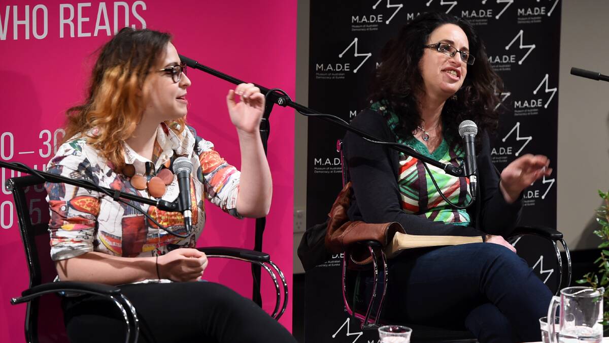 Question time: Mother daughter combination of Billie and Maria Tumarkin at the Melbourne Writers Festival. Picture: Lachlan Bence
