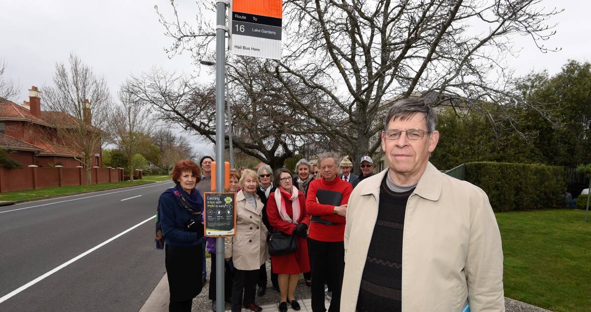 Keep it: Lake Gardens residents, including action group president John O'Sullivan, believe services in their suburb should not be excluded in Public Transport Victoria's proposed Ballarat bus network overhaul. Picture: Lachlan Bence