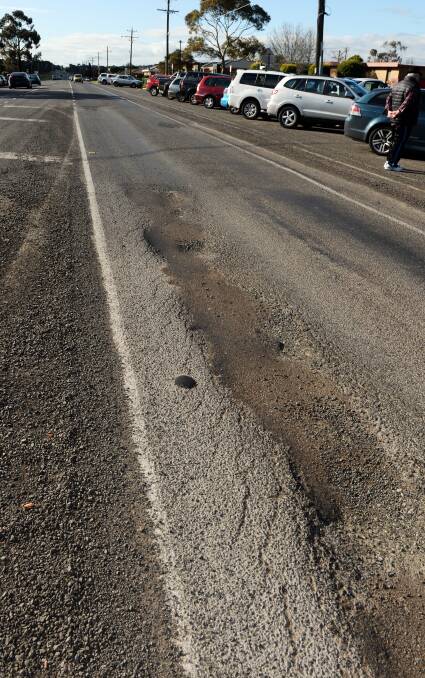 Rugged: This section of Gillies Street North is concerning Wendouree residents due to extensive potholes in the road. Picture: Kate Healy