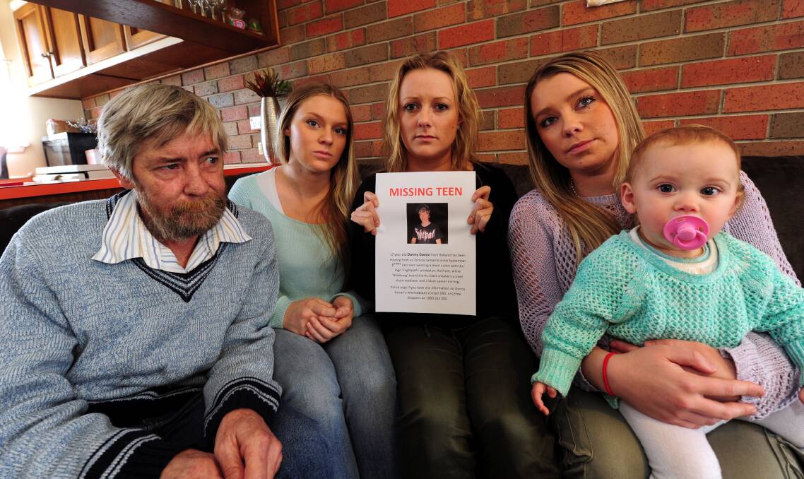 Gone: September will mark four years since Donny Govan went missing. His family (pictured in 2013) Donald Govan, Jacinta Jackson, Rachael O'Keane, Katrina O'Keane and daughter Harmony are still looking for answers.