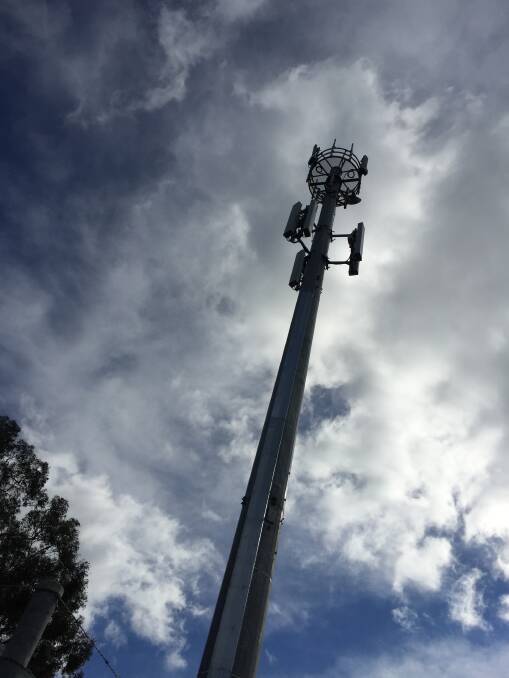 A co-located tower in Guildford, near Bendigo. NBN technology is located at the top, with Telstra's below.