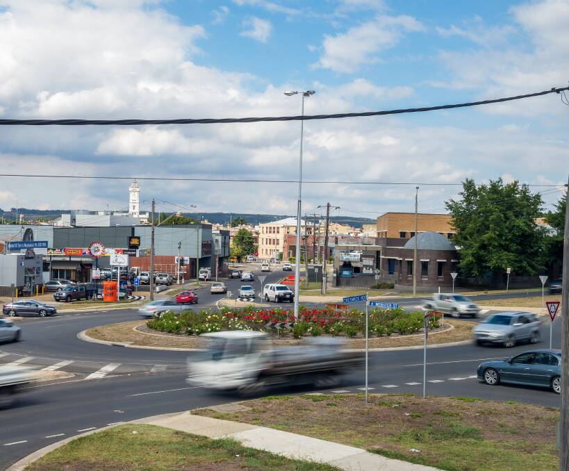 Round the twist: The enormous Creswick Road roundabout is one of 91 in the Ballarat municipality. Residents have also voted it as one of the worst. Picture: Dylan Burns
