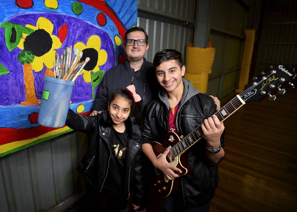 The power of art: Elissa Abbas (11), Elliott Vreeland and Dion Abbas (13) are excited for the inaugural Junior Youth Arts Camp. Picture: Dylan Burns