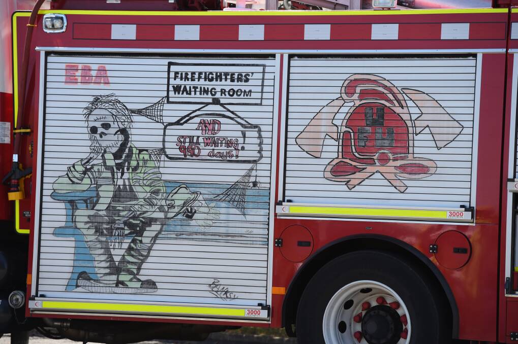 Too long: Firefighters have had enough of the long-running negotiations between the state government and the United Firefighters Union. Picture: Kate Healy