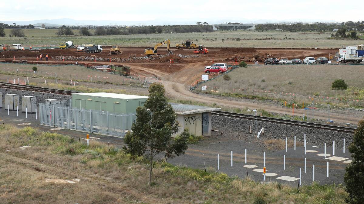 Coming: Construction work on the Caroline Springs railway station in August 2015. Picture: Pat Scala
