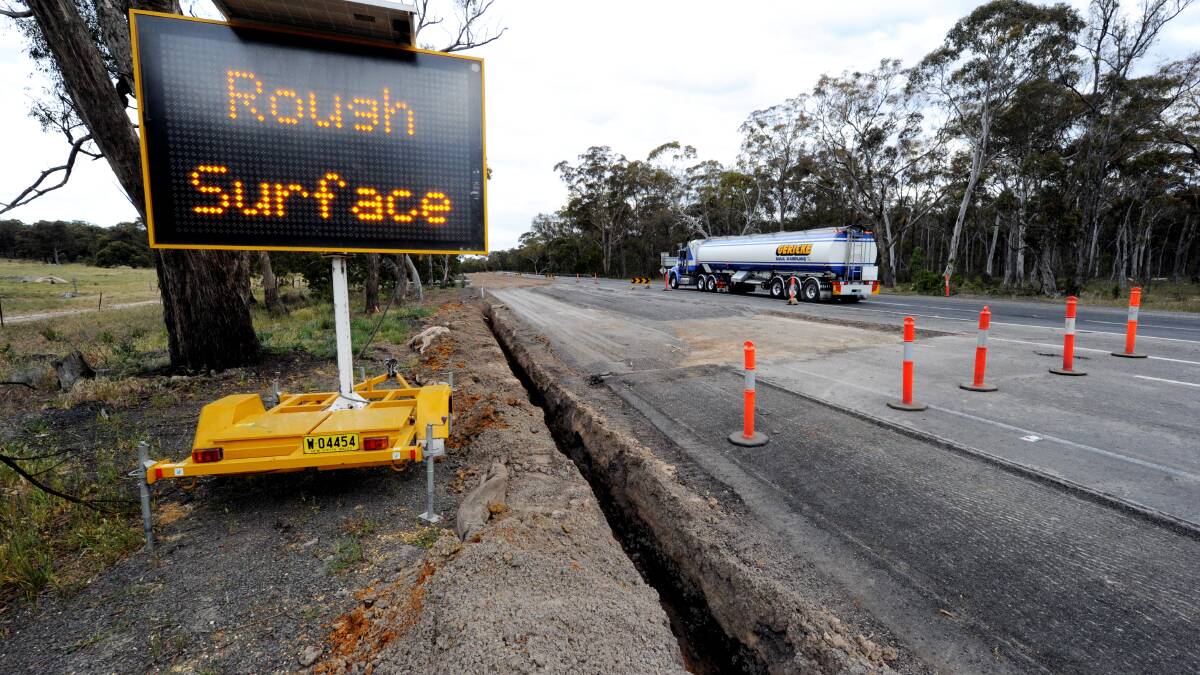 Duplication of the Western Highway will slow during Victoria's cold and wet winter.