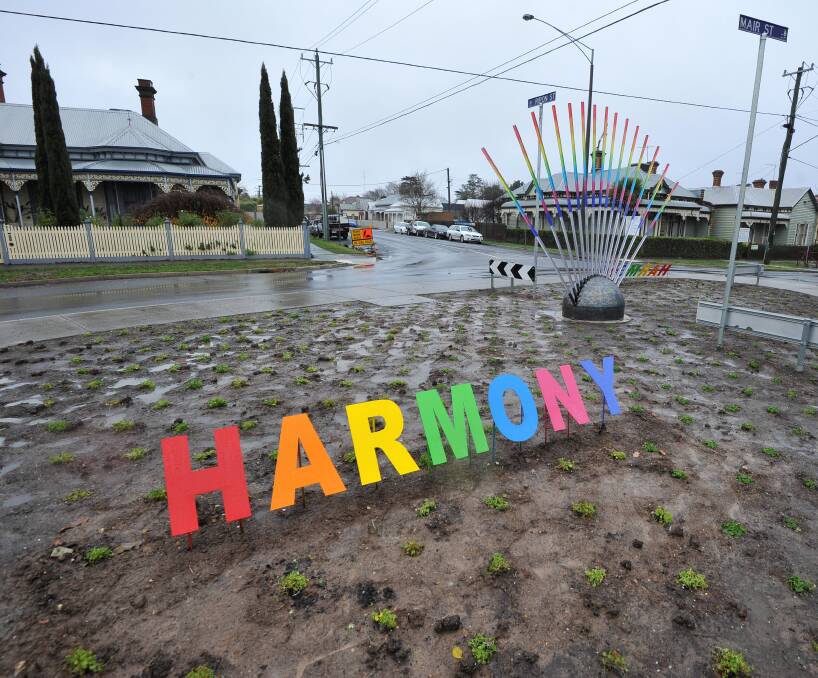 Disharmony: City of Ballarat will address the future of its harmony roundabout at an assembly in August. Picture: Lachlan Bence