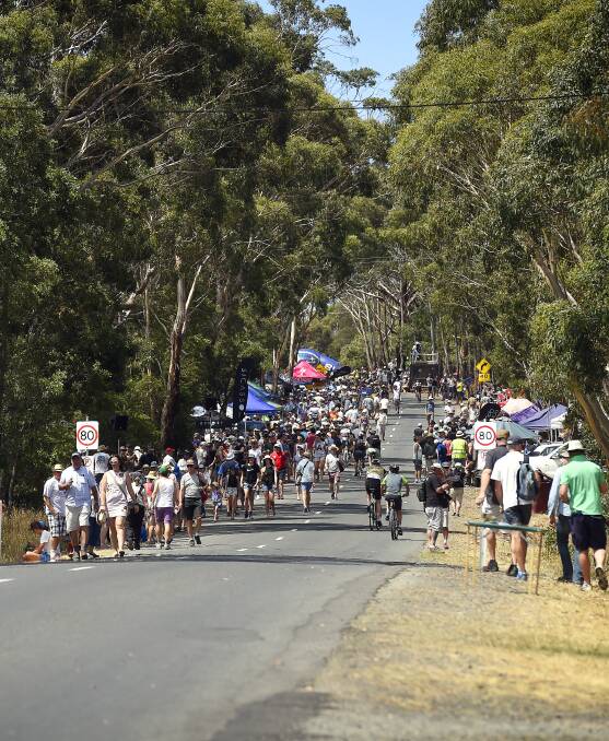 Packed: Mount Buninyong becomes a hive of activity during the annual Cycling Australia Road Nationals championships. Picture: Luka Kauzlaric