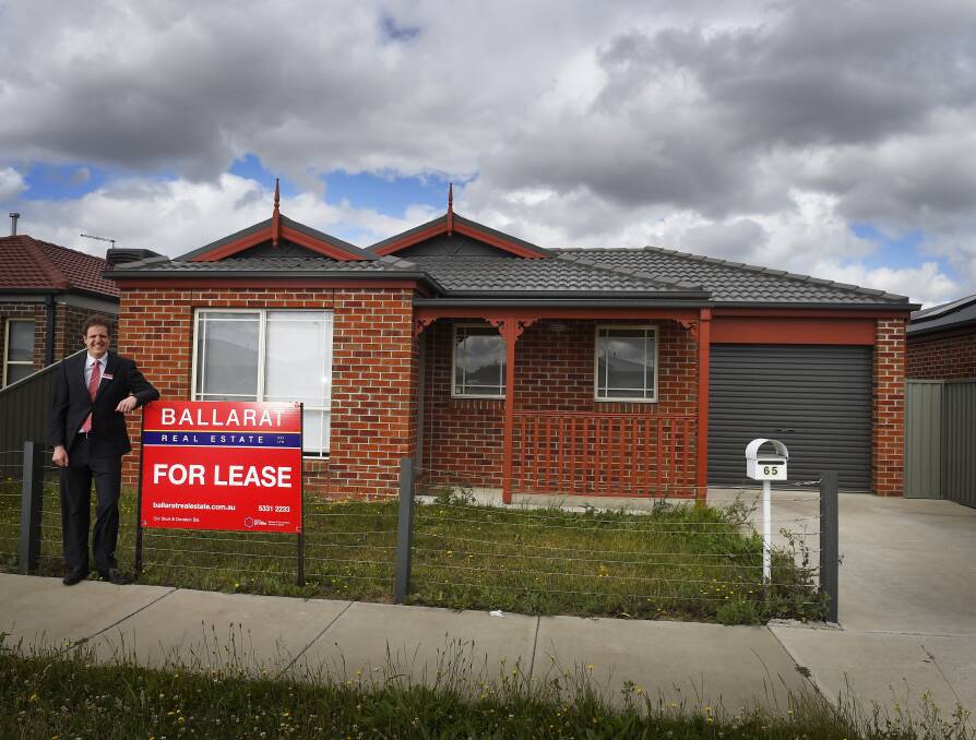 Bargain: Ballarat Real Estate general manager Allister Morrison with a rental property in Sebastopol. Expansion areas such as Lucas are ensuring rent in suburbs such as Sebastopol, remains affordable. Picture: Luka Kauzlaric