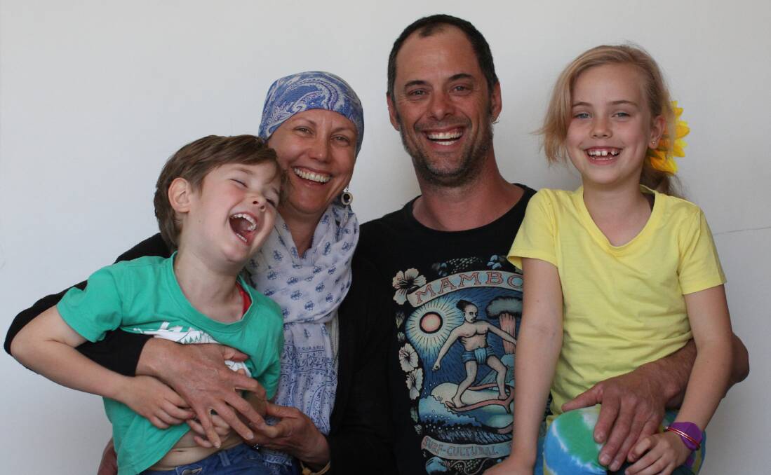 Middleton's Tania and Chris Murphy with children Kalan, 4, and Tayla, 7. Tania has acute myeloid leukaemia (AML) and needs a matching bone marrow donor. Photo: Ben Kelly.