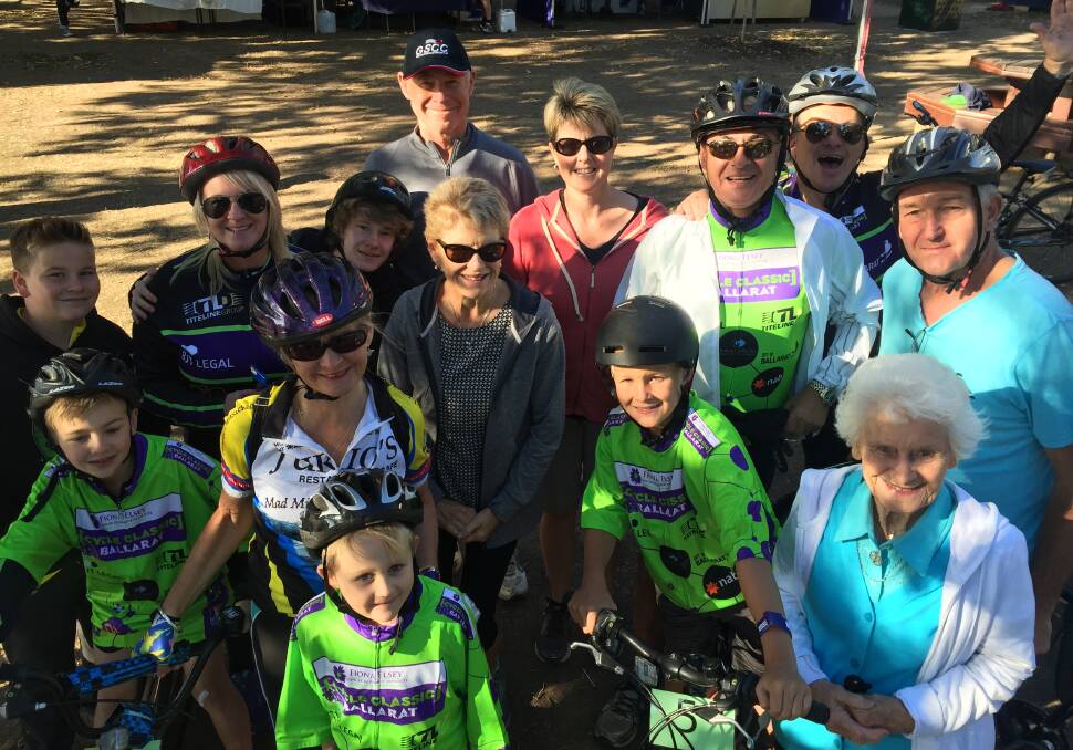 FAMILY SUPPORT: Anne Dansick with her family and Dr George Kannourakis at the 2016 Ballarat Cycle Class. Picture: Alicia Thomas.