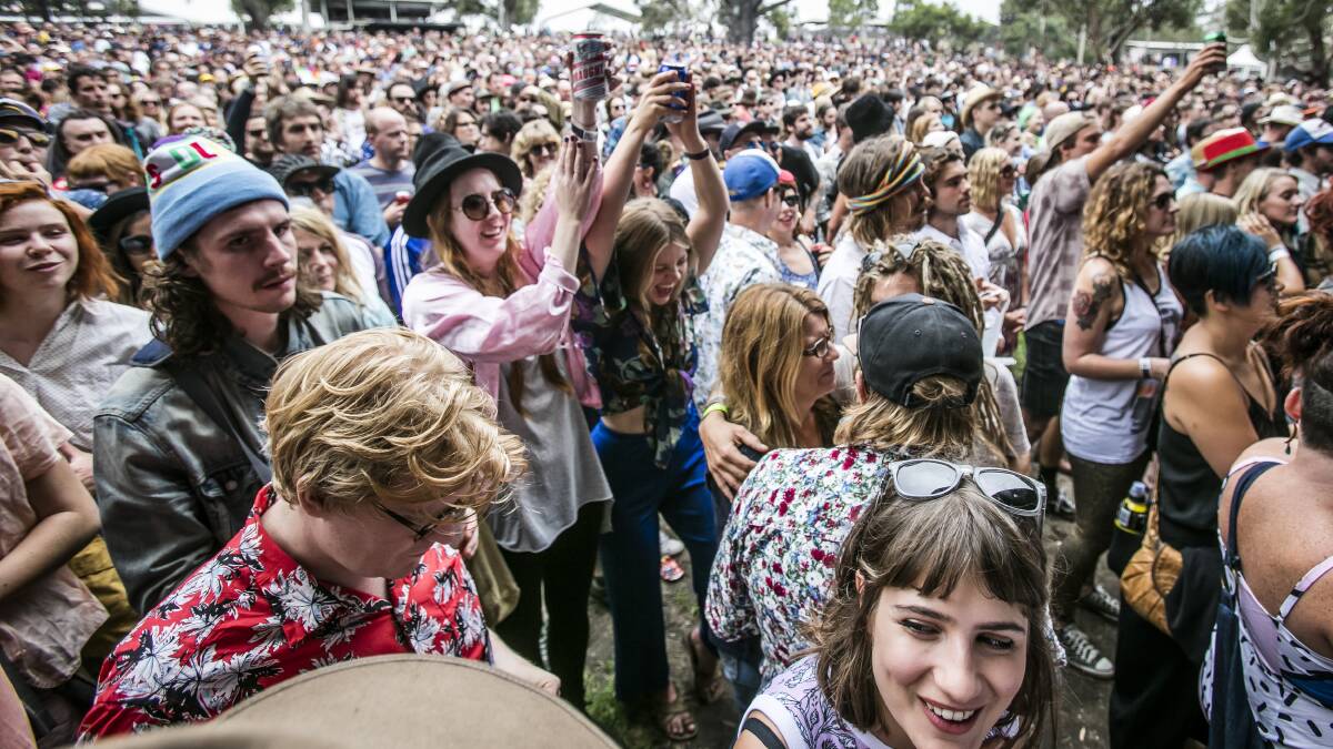 LONG WEEKEND: Ten thousand people flocked to the Meredith Supernatural Amphitheatre for the tenth Golden Plains festival. Picture: Craig Sillitoe.