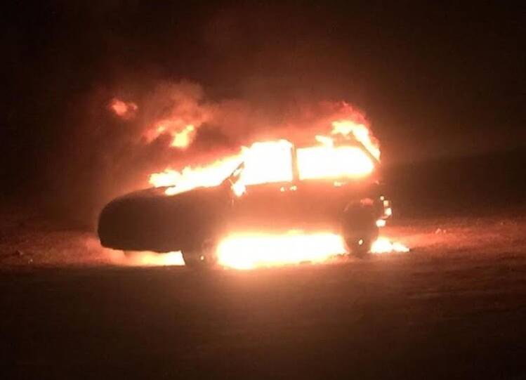 Firefighters were called to a car fire in Mount Pleasant early Sunday morning. Picture: Clynton Walker‎ via Stolen Stuff Ballarat Facebook page.