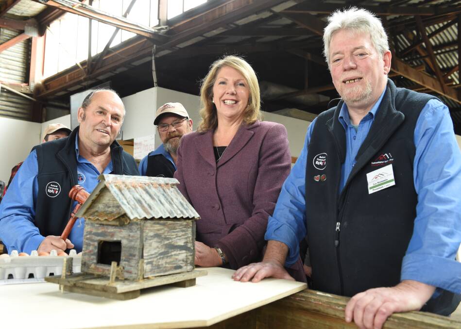 ANNOUNCEMENT: Stephen Minter, Mick Field, Catherine King, and Les Shimmin celebrate the news a men's shed will be built in Vickers Street. 