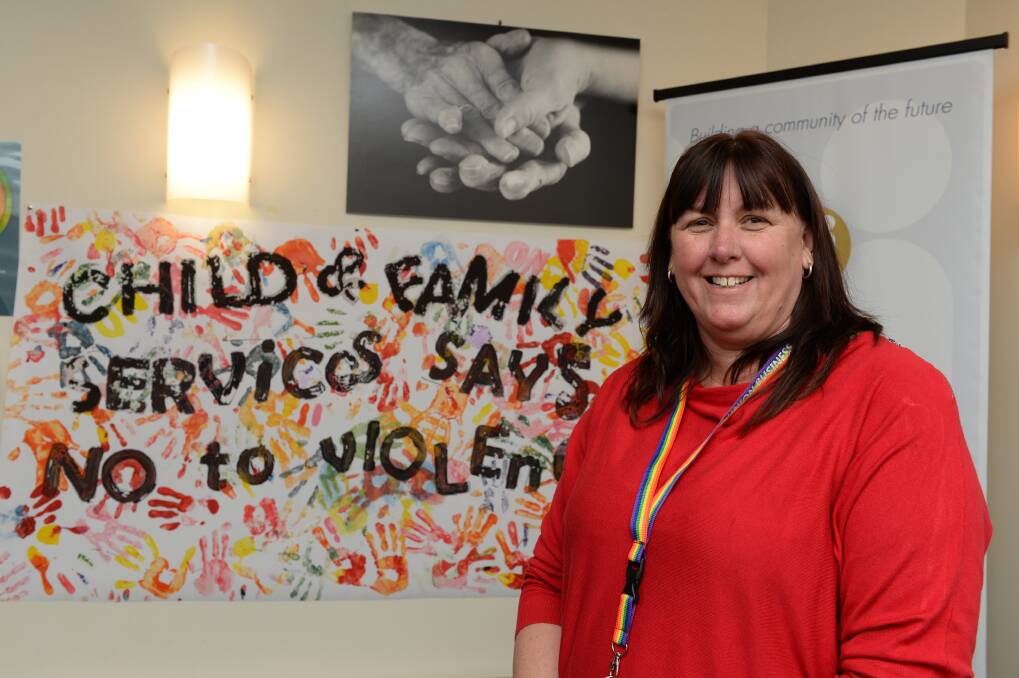 SAY NO: CAFS family violence program manager Toni Gillett at the announcement of funding at Daylesford on Thursday. Picture: Kate Healy. 