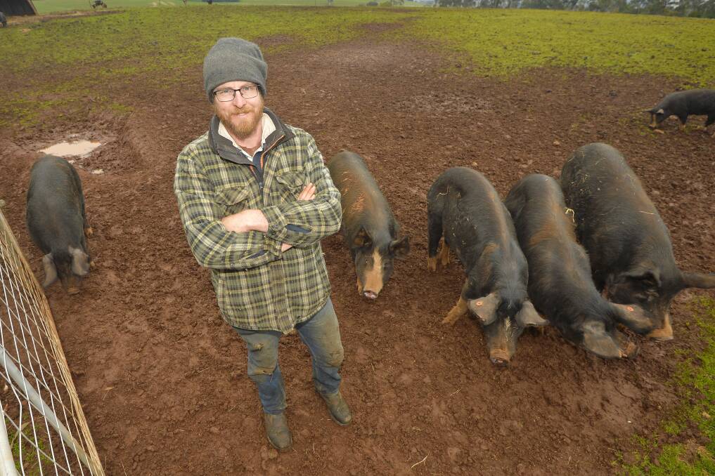ON THE FARM: Brookland Free Range Farm owner Jonathan Hurst says regulation for big players in the industry makes it hard to butcher on site. Picture: Dylan Burns. 