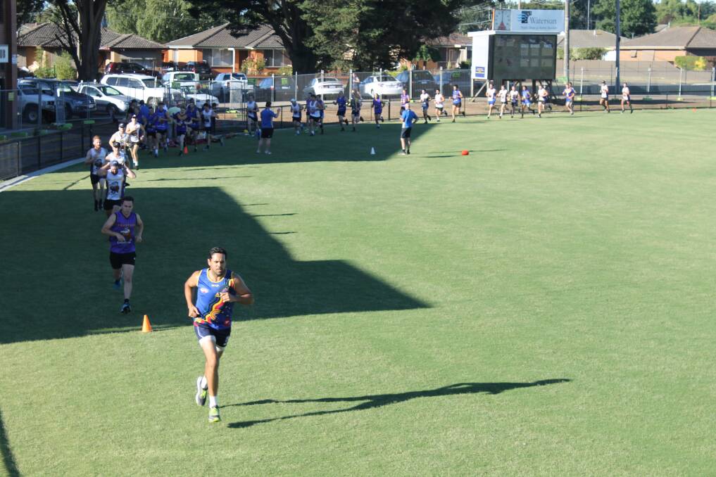 SOFT UNDER FOOT: Sebastopol Football Club's seniors team held their first training on the new ground at Marty Busch Reserve this week. Picture: Rochelle Kirkham