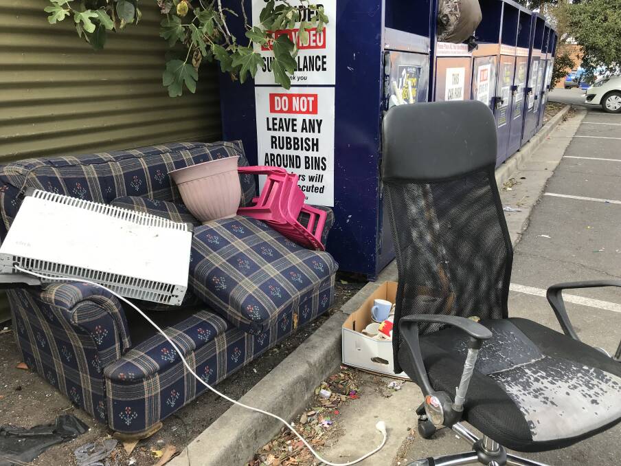 DUMP: Large items and rubbish is dumped in the car park of Coles in Sebastopol almost every day, says local business owners and residents. Picture: Rochelle Kirkham 