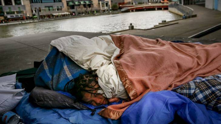 Homeless people in Melbourne's CBD. Photo: Eddie Jim