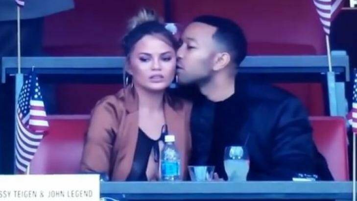 Chrissy Teigen and John Legend are having a ball at the Super Bowl. Photo: Instagram