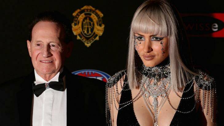 Geoffrey Edelsten and  Gabi Grecko in happier times at the 2014 Brownlow Medal count at Crown Palladium. Photo: Quinn Rooney