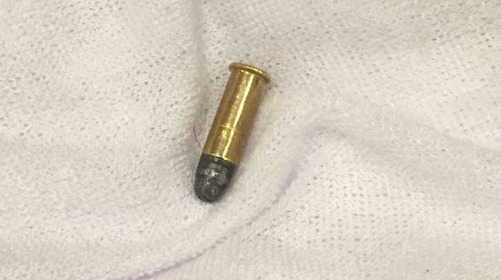 The bullet Mr Chawla said was found in his father's shop.  Photo: Supplied 