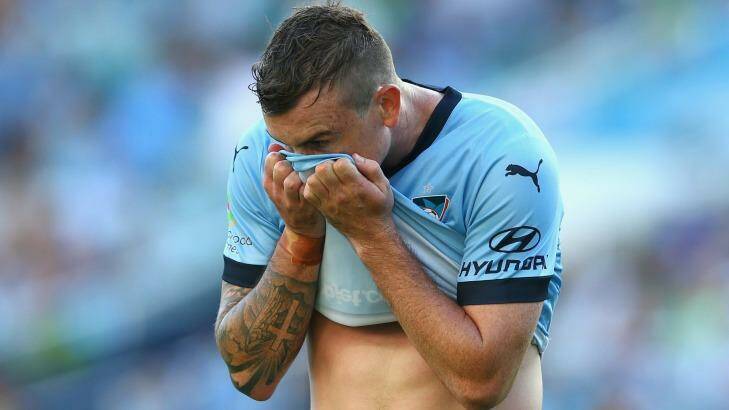 More frustration: Sydney FC's Seb Ryall reacts after a missed opportunity. Photo: Cameron Spencer