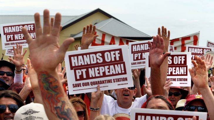 Community protests against Napthine government plans to lease Point Nepean to Point Leisure Group. Photo: Angela Wylie
