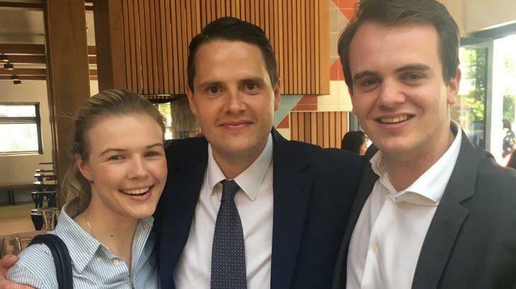 Liberal preselection candidate for the seat of Narracan Stephanie Ross, pictured with Brighton preselection winner James Newbury and Ms Ross' partner Marcus Bastiaan.   Photo: Twitter