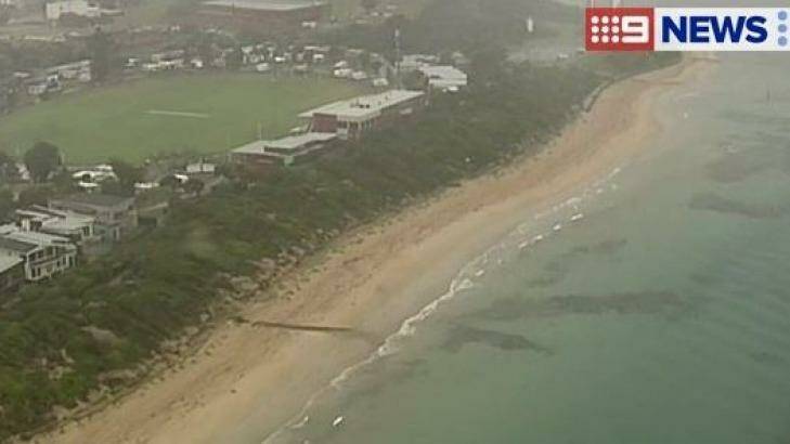 Visibilty was 'really bad' on the water off Barwon Heads today. Photo: Channel Nine