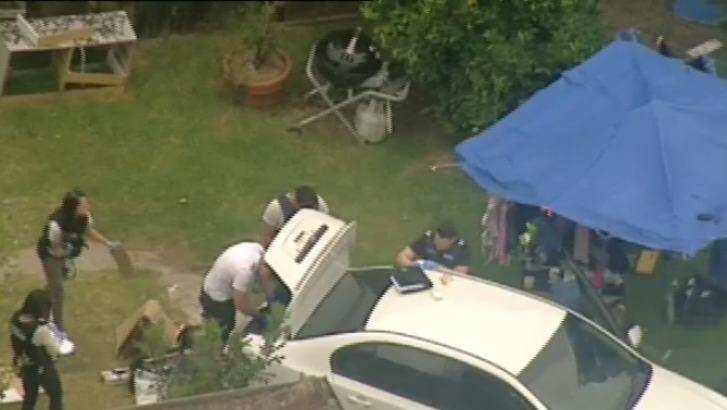 Police at the scene in Ashburton where police arrested four of the escapees.  Photo: Nine News