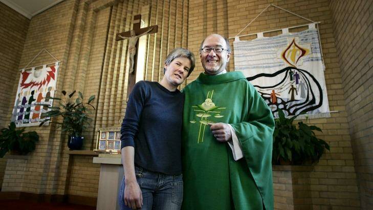 Father Bill  Edebohls, formerly an Anglican was one of Melbourne's first married priests. Pictured in 2005 with his wife Robyn St Pius. Photo: Joe Armao