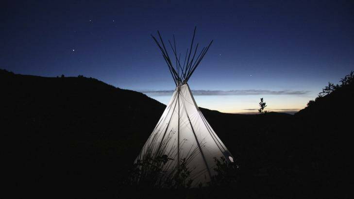The big tipi after dark. Photo: Louise Southerden