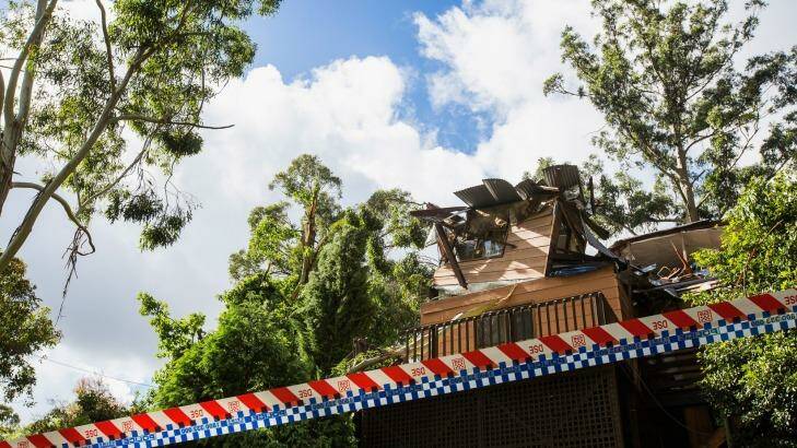 The house where a boy was killed in violent storms over the Dandenong Ranges. Photo: Chris Hopkins