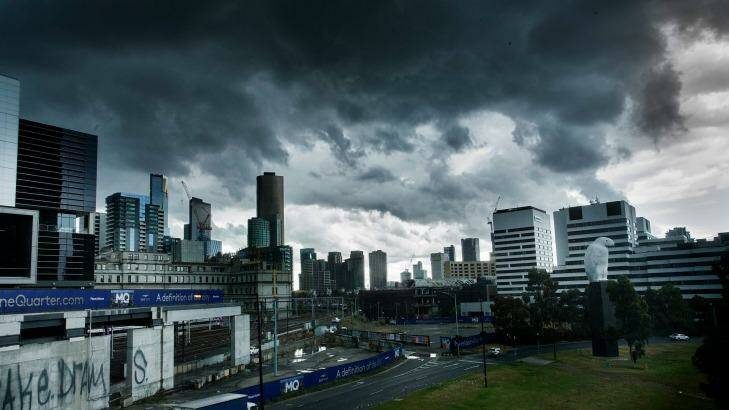 Storm clouds covering the Melbourne CBD. Photo: Paul Jeffers